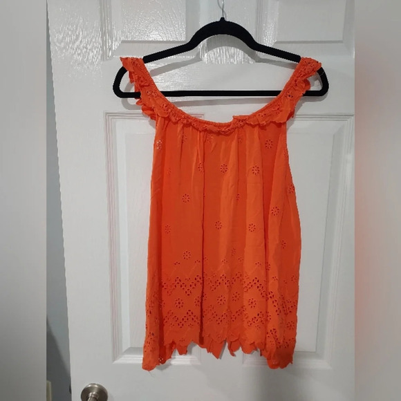 Torrid Nasturtium Eyelet Ruffle Tie Front Tank Top in Size 2 - 18/20 - Picture 11 of 13